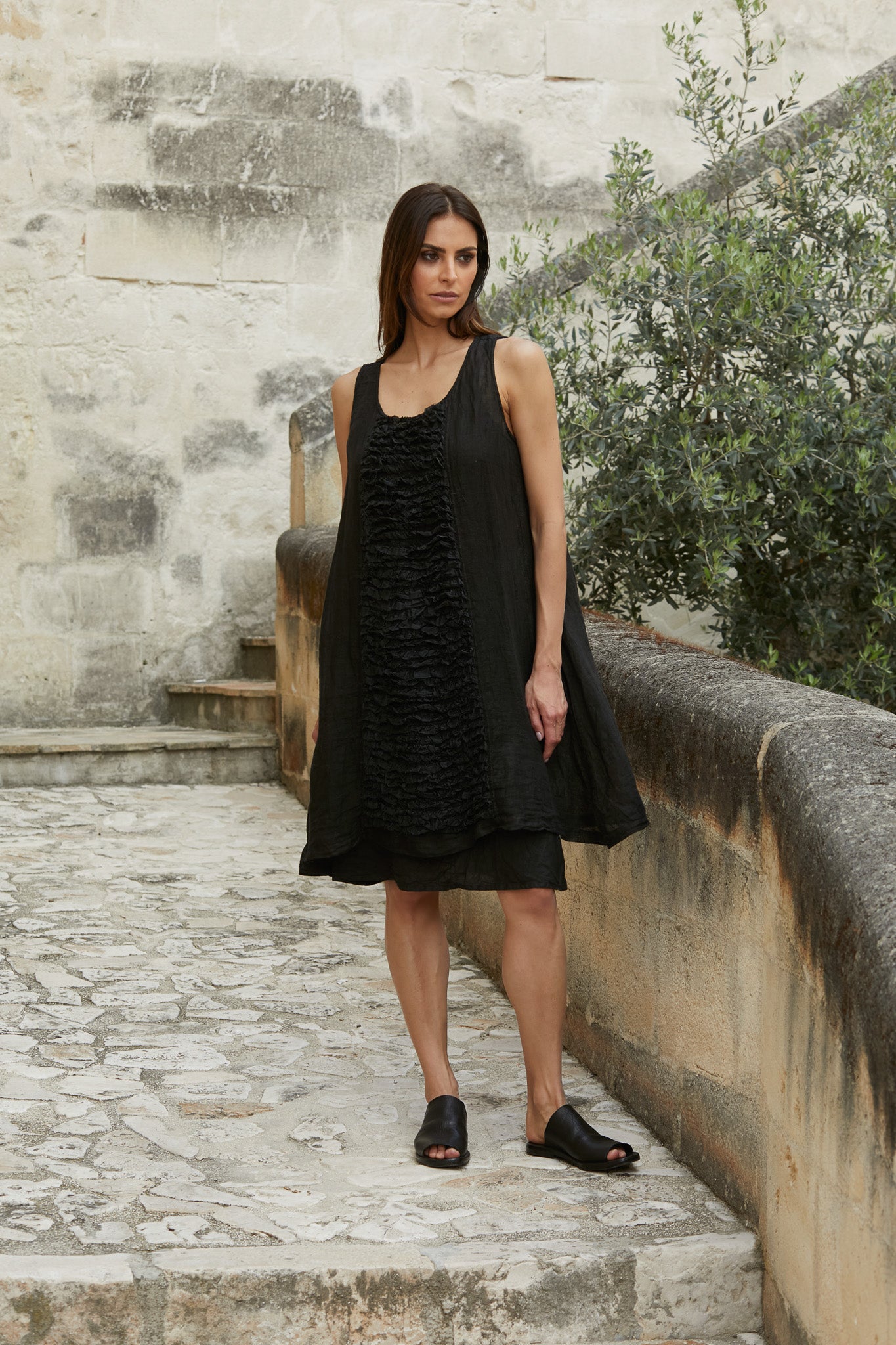 Lidia Dress - Linen & Lace