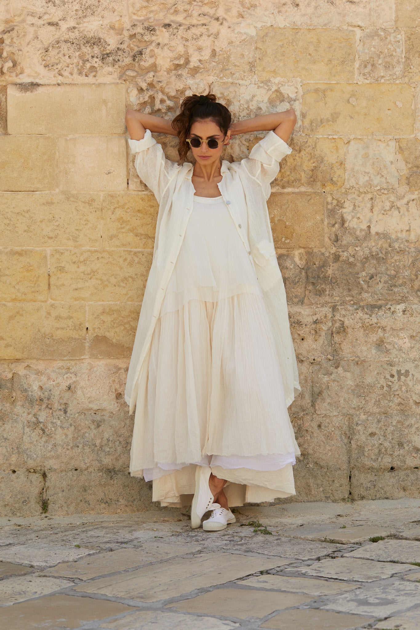 Amélie Women's Tutu Slip Dress Long Cream Black - Main Image