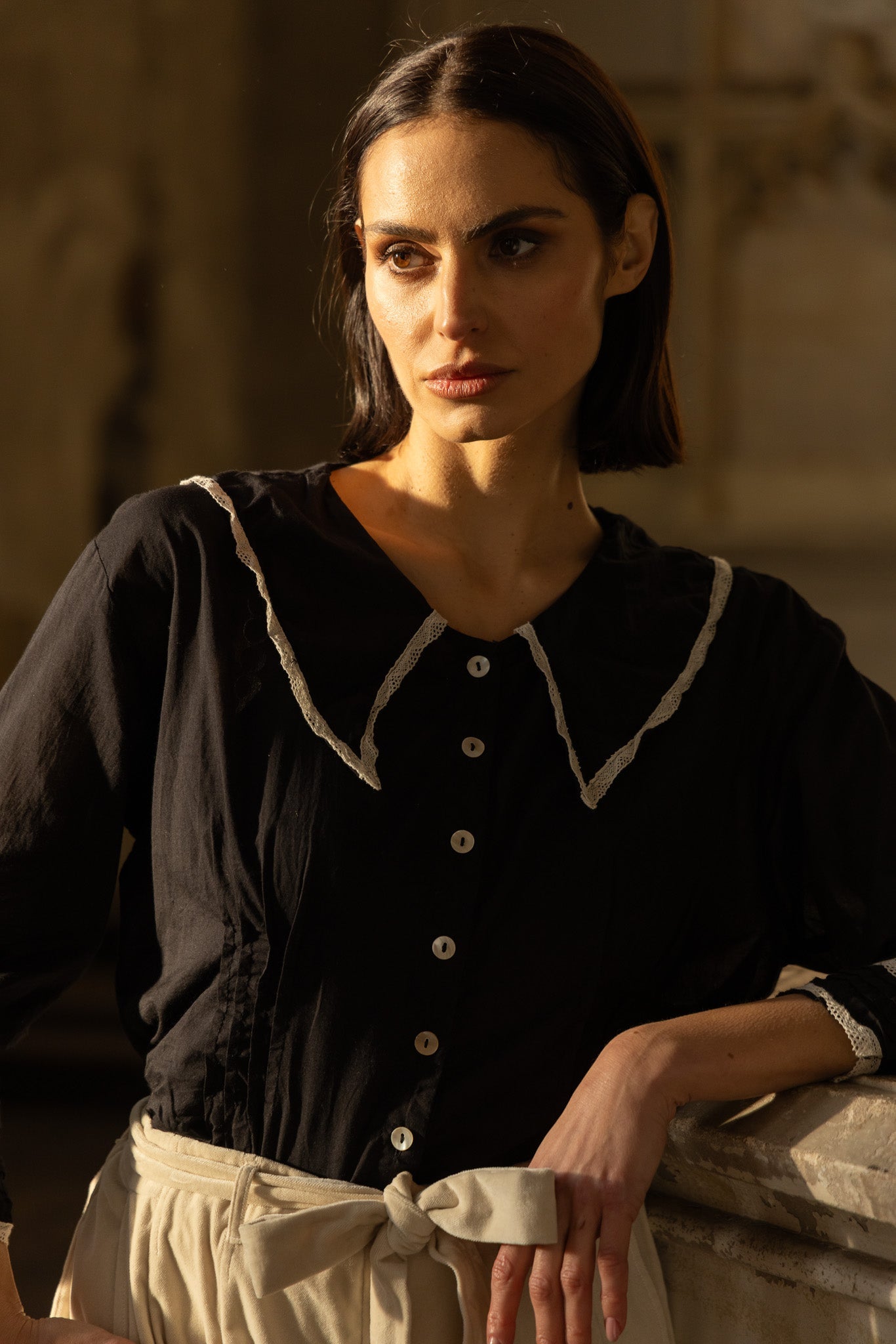 Wednesday Shirt - Cotton & Lace - MegbyDesign