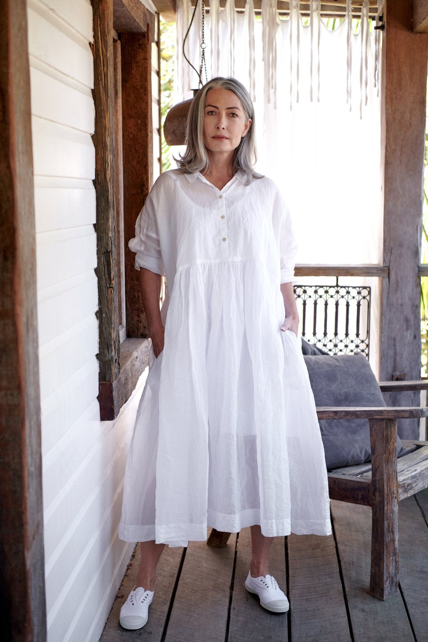 Edith Cotton Organdy Dress - White - MegbyDesign