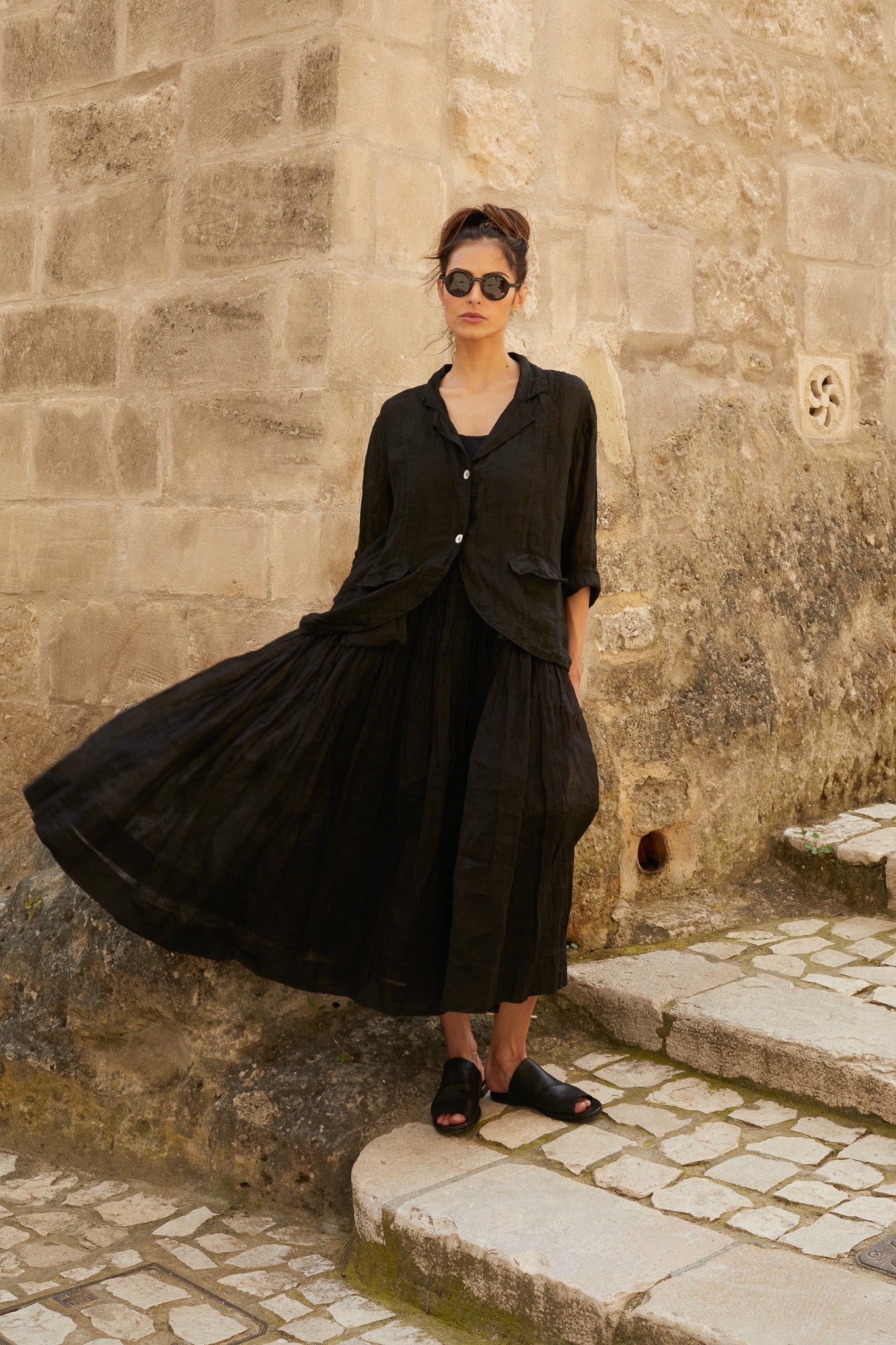 Henri Women's Summer Jacket - Gauze Linen | White | Black | Blue