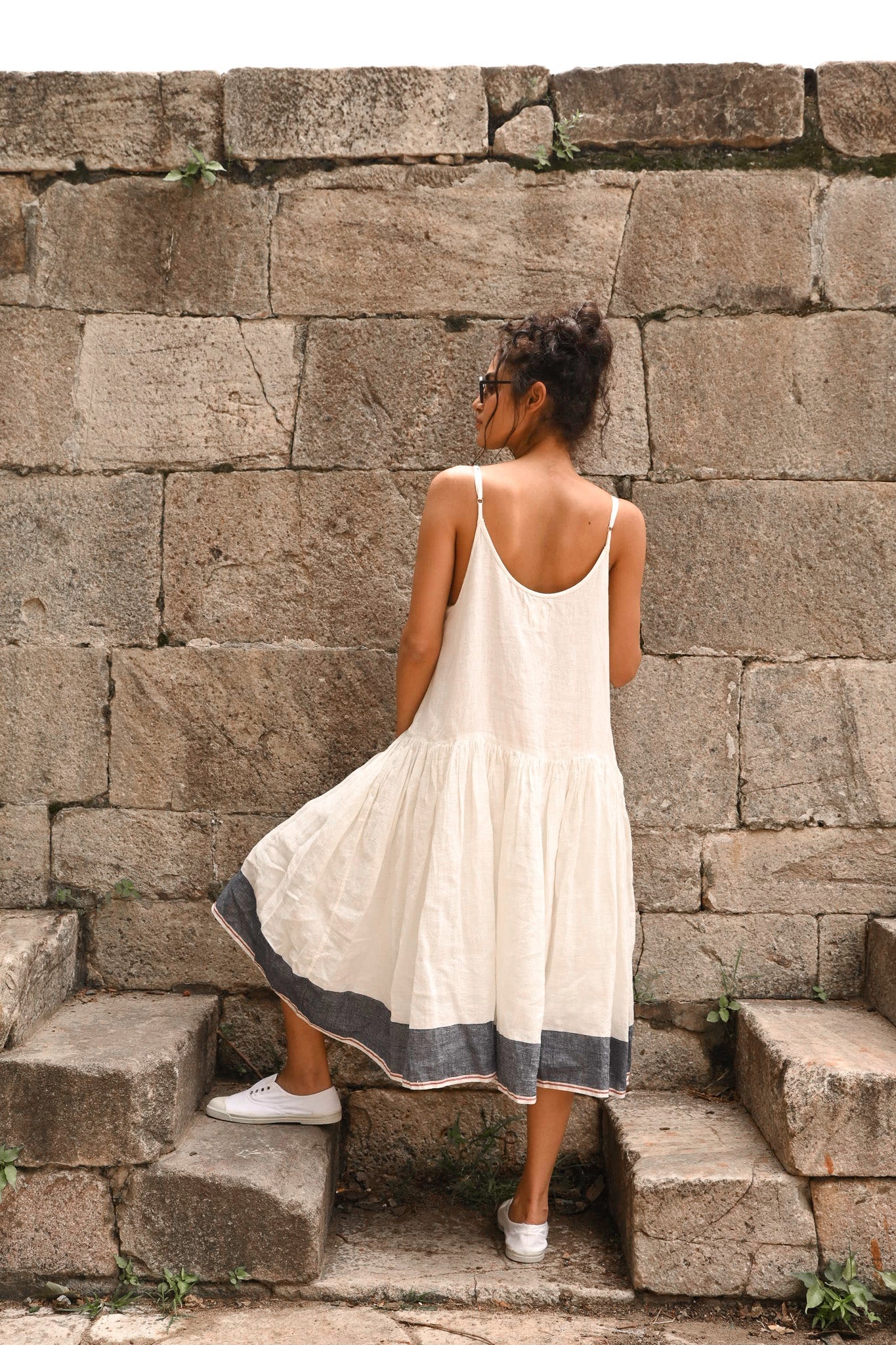 High Tea Slip Dress Short - Linen - MegbyDesign
