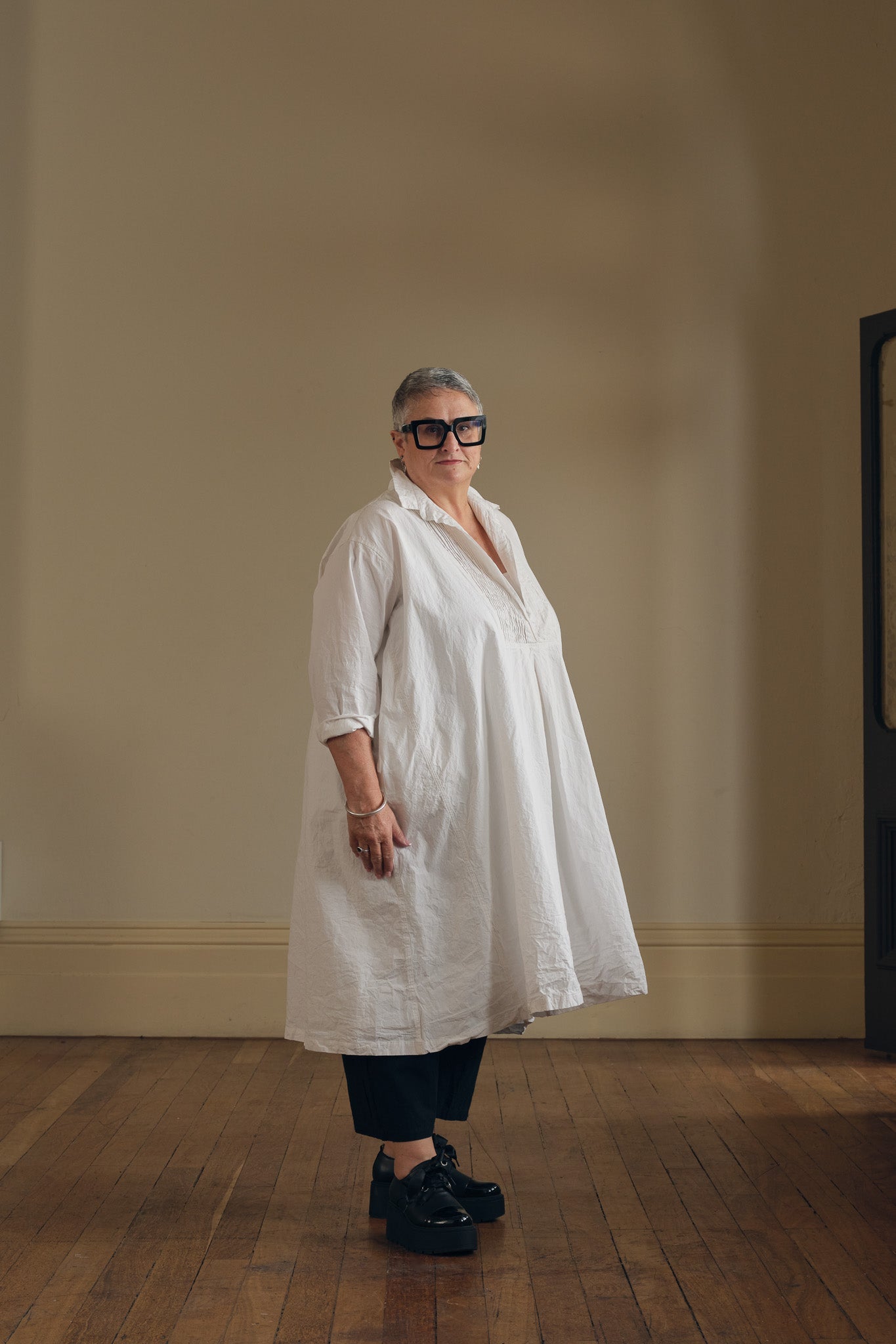 Marcel Tuxedo Dress - Cotton Poplin - MegbyDesign