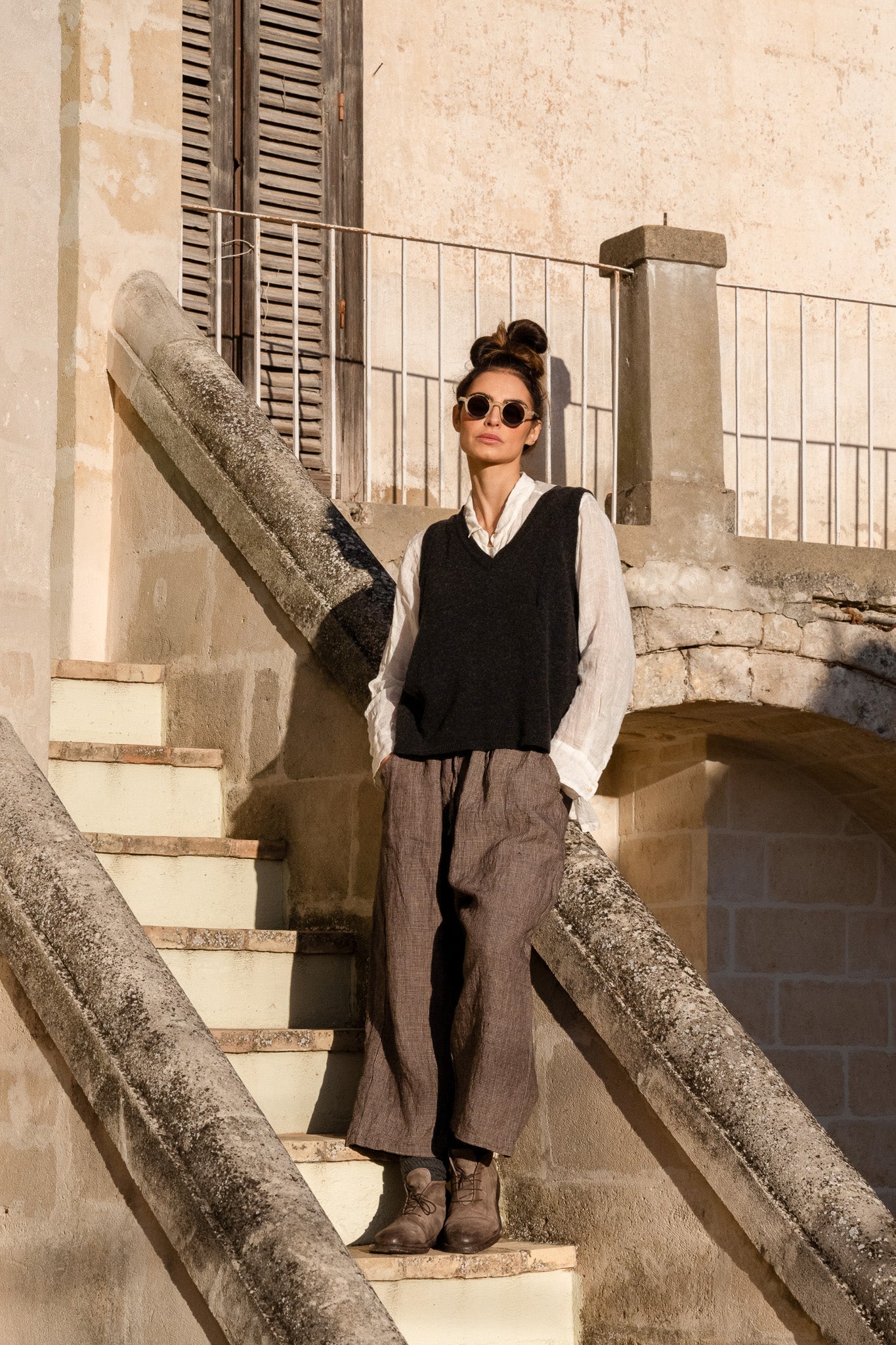 Tanja Unisex Vest - Wool | Oatmeal | Brown | Black