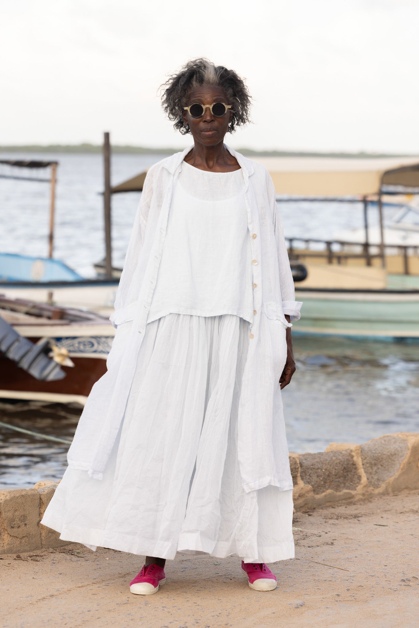 Women's Long Tutu Slip Dress- Cotton Organdy | White | Cream | Black