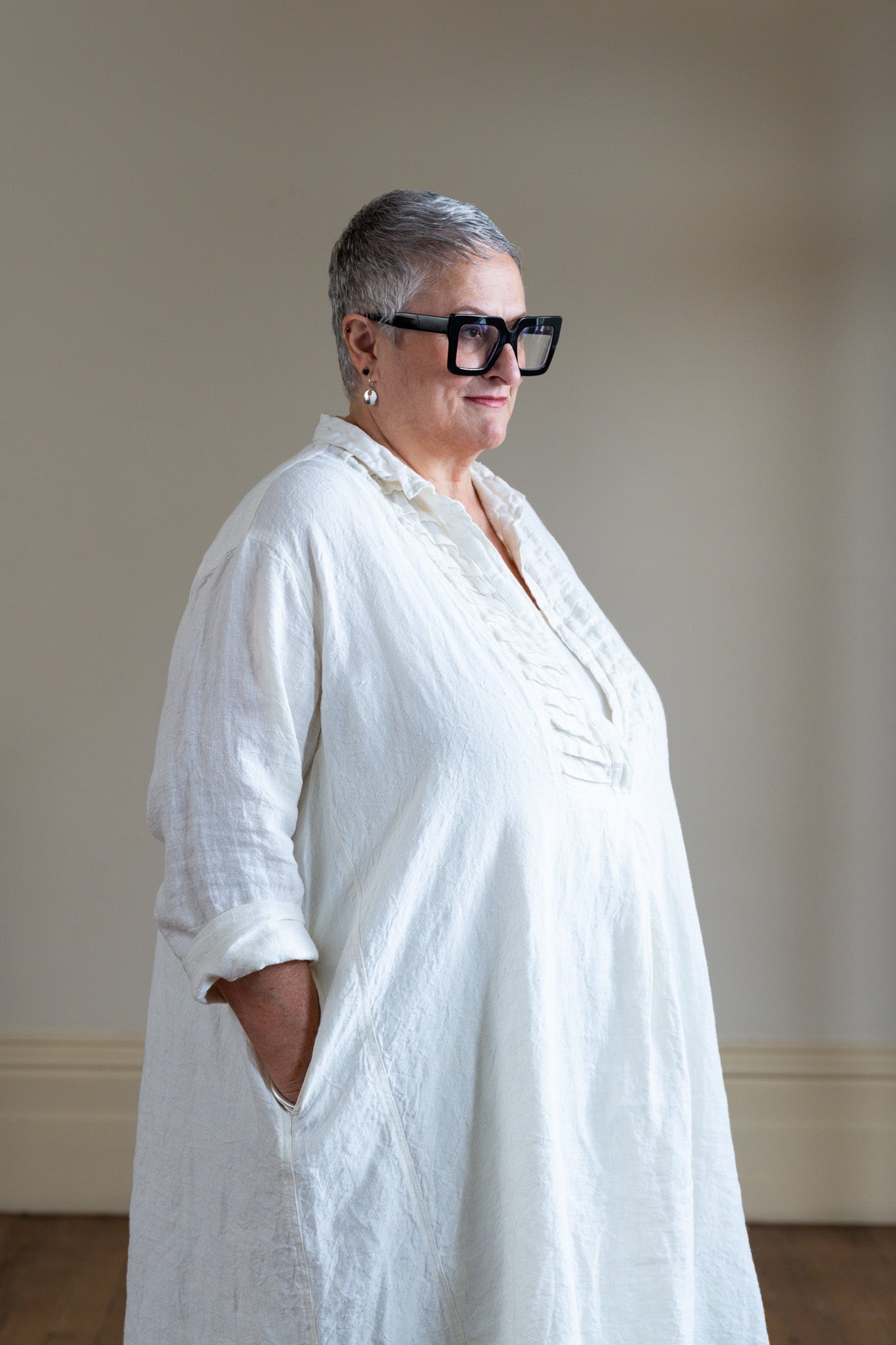 Yves Tuxedo Dress - Linen - MegbyDesign